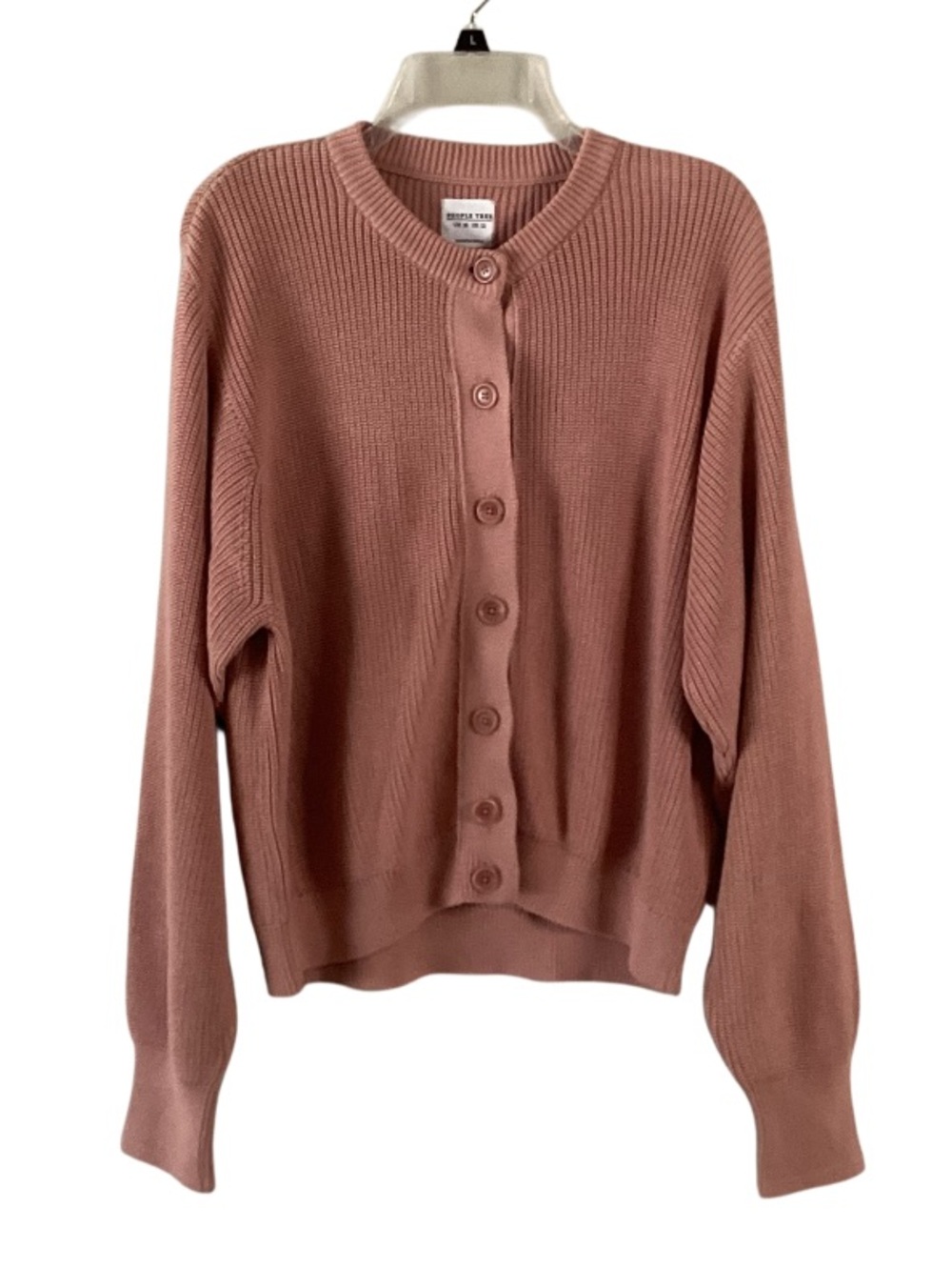 People Tree Dusty Rose Button-Up Knit Cardigan Organic Cotton 12